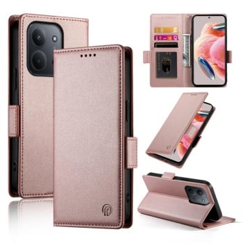 Чохол-книжка Side Buckle Magnetic Frosted Leather на Xiaomi Redmi 15C 5G / 4G EU 173mm / Poco C85 5G - рожеве золото