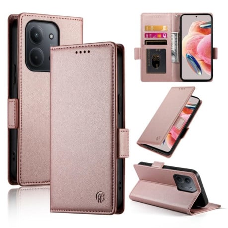Чохол-книжка Side Buckle Magnetic Frosted Leather на Xiaomi Redmi 15C 5G / 4G EU 173mm / Poco C85 5G - рожеве золото