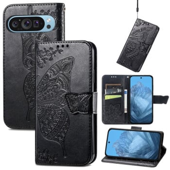 Чохол-книжка Butterfly Love Flower Embossed для Google Pixel 9 - чорний