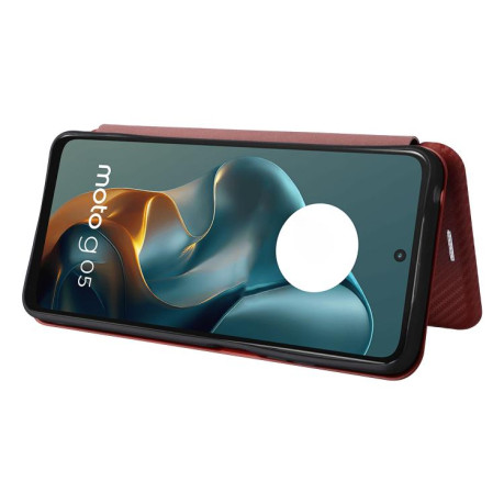 Чехол-книжка Carbon Fiber Texture на Motorola Moto G05 / E15 - коричневый
