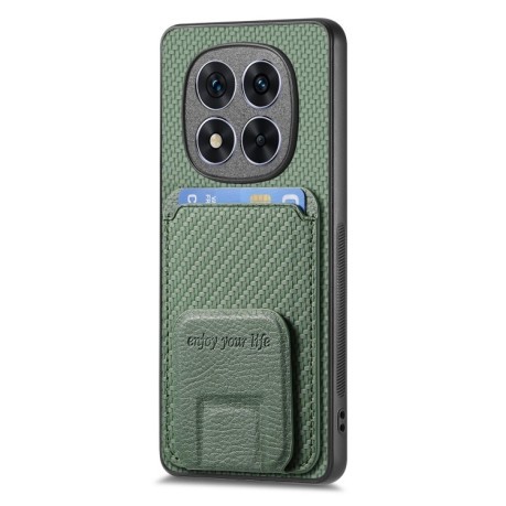 Противоударный чехол Carbon Fiber Card Bag для Xiaomi  Redmi Note 14 Pro+ 5G - зеленый
