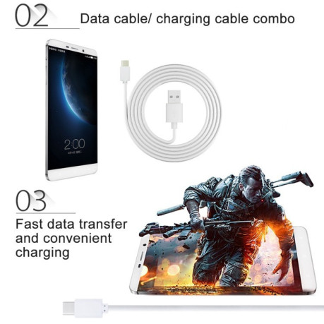 Кабель HAWEEL 1m USB-C/Type-C to USB 2 на Samsung Galaxy S8&amp;S8+/LG G6/Huawei P10&amp;P10 Plus/Oneplus 5-білий