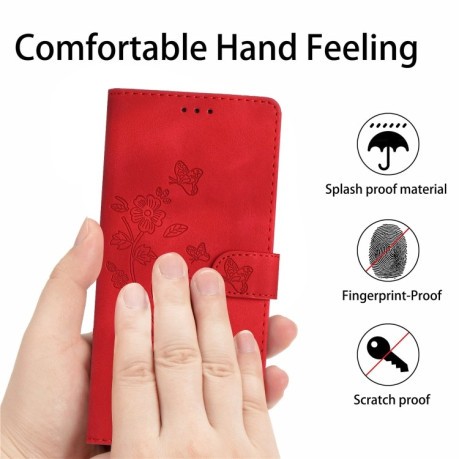 Чехол-книжка Flower Butterfly Embossing для Samsung Galaxy S24+ 5G - красный