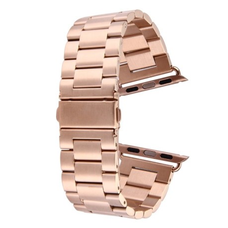 Ремінець із нержавіючої сталі Butterfly Buckle 3 Beads на Apple Watch 42/44mm - рожеве золото