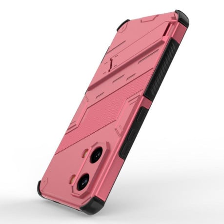 Противоударный чехол Punk Armor с подставкой на Xiaomi Redmi Turbo 5 Max / Poco X8 Pro Max — светло-красный