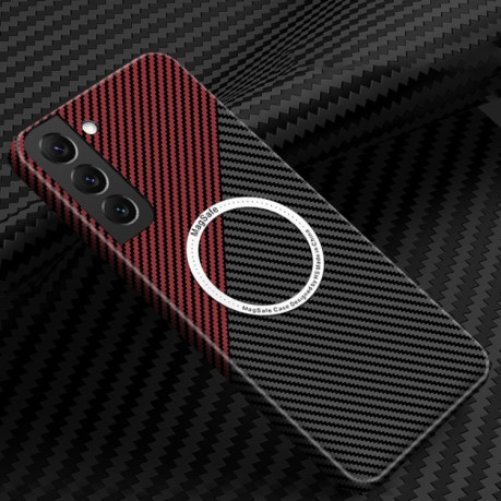 Протиударний чохол Carbon Fiber Texture MagSafe для Samsung Galaxy S23+Plus 5G - чорно-червоний