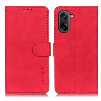 Чехол-книжка KHAZNEH с матовой фактурой Cowhide и магнитным хлястиком для OnePlus Nord CE5 / Ace 5 Racing — красный