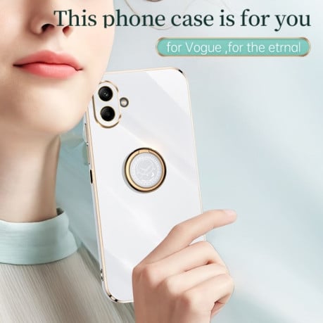 Противоударный чехол XINLI Straight Edge with Ring Holder для Samsung Galaxy A06 4G - розовый