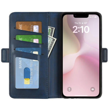 Чехол-книжка Dual-side Magnetic Buckle для iPhone 16e - синий