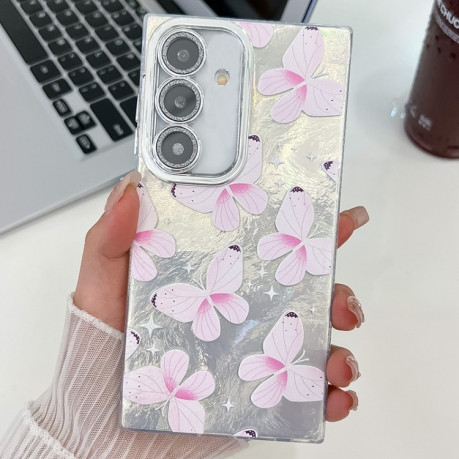 Протиударний чохол Plating Glitter Texture Butterfly для Samsung Galaxy A36 - Pink Butterflies