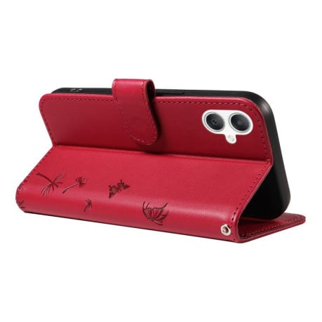 Чехол-книжка Dandelion Embossed Pattern Flip Leather на Samsung Galaxy A07 5G - красный