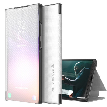 Чохол-книжка Carbon Fiber Texture View Time Samsung Galaxy S22 Plus 5G - білий