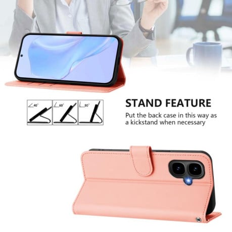 Чехол-книжка с мягким покрытием (Skin Feel) со шнурком на Infinix Smart 10 4G - розовый