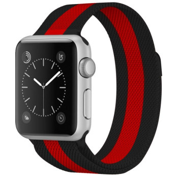 Браслет из нержавеющей стали Milanese Loop Magnetic для Apple Watch Series 7 45mm / 44mm / 42mm - черно-красный