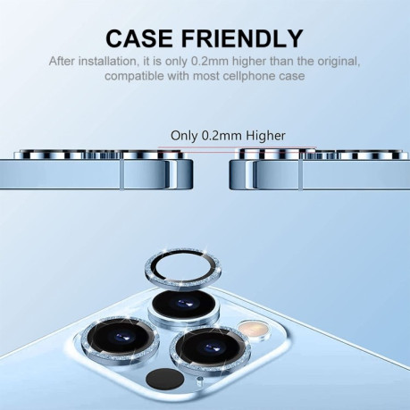 Захисне скло на камеру для ENKAY Hat-Prince Glitter Rear Lens Aluminium для iPhone 15 Pro / 15 Pro Max - сріблясте