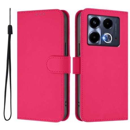 Чехол-книжка Skin Feel Solid Color Leather для Infinix Note 40 4G - пурпурно-красный