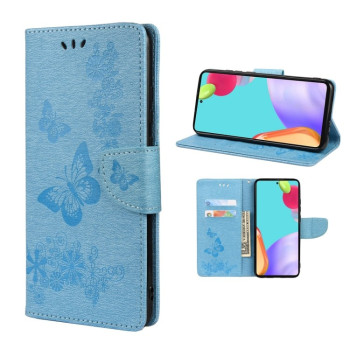 Чехол-книжка Butterflies Embossing на Samsung Galaxy A53 5G - голубой