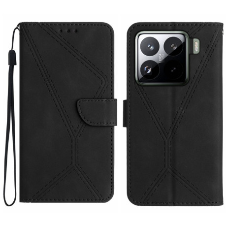 Чохол-книжка Stitching Embossed Leather для Xiaomi 15 - чорний