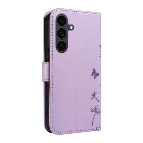 Чохол-книжка з тисненням Dandelion та магнітним хлястиком на Samsung Galaxy S25 FE 5G - фіолетовий