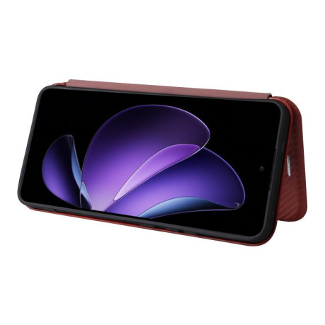 Чехол-книжка Carbon Fiber Texture на OPPO Reno13 F/Reno13 FS - коричневый