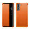 Чехол-книжка Side Window View на Samsung Galaxy S21 FE - оранжевый