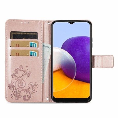 Чохол-книжка Four-leaf Clasp Embossed Samsung Galaxy M32/A22 4G - рожево-золото