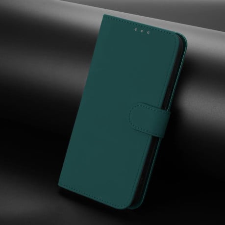 Чехол-книжка с мягким покрытием (Skin Feel) со шнурком на Xiaomi Poco M7 4G 169mm - зеленый