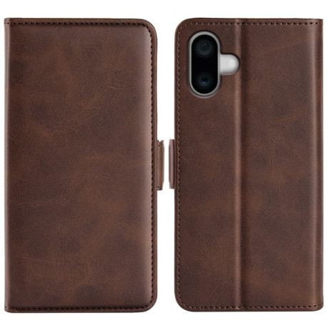 Чехол-книжка Dual-side Magnetic Buckle для iPhone 16 - коричневый