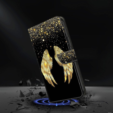 Чохол-книжка Crystal 3D Shockproof Protective Leather для iPhone 15 Pro - Golden Wings