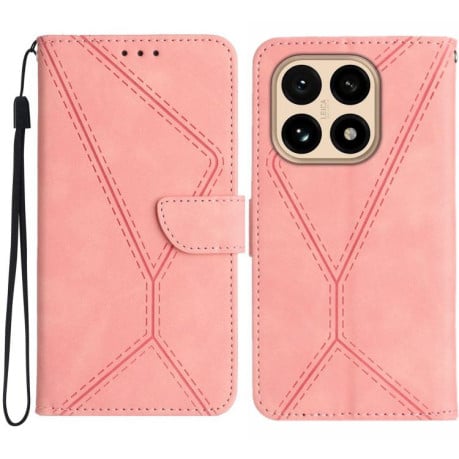 Чехол-книжка Stitching Embossed Leather на Xiaomi 15T - розовый