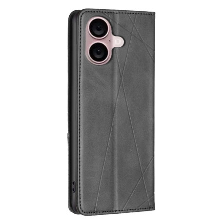 Чохол-книжка Rhombus Texture для iPhone 16 Plus - чорний