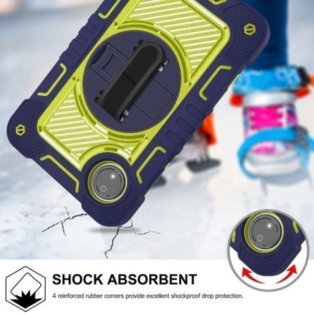 Протиударний чохол Acrylic 360 Degree Rotation Holder Leather для Redmi Pad SE 8.7 2024 - Navy Blue + Yellow Green