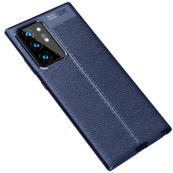 Противоударный чехол Litchi Texture на Samsung Galaxy Note 20 Ultra - синий