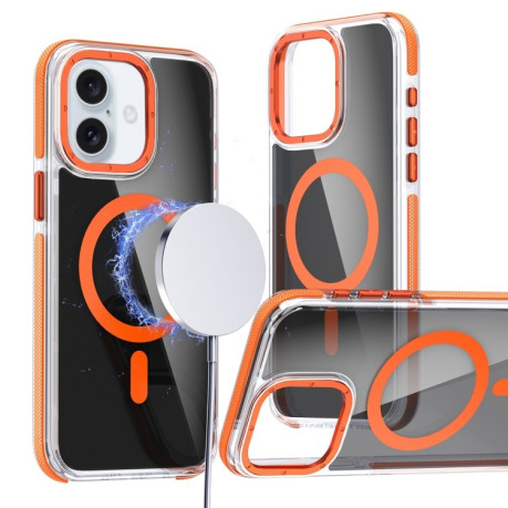 Чохол Magsafe Dual-Color Transparent Black Lens Holder для iPhone 16 - помаранчевий