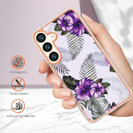 Противоударный чехол Electroplating IMD для Samsung Galaxy S24+ 5G - Flower