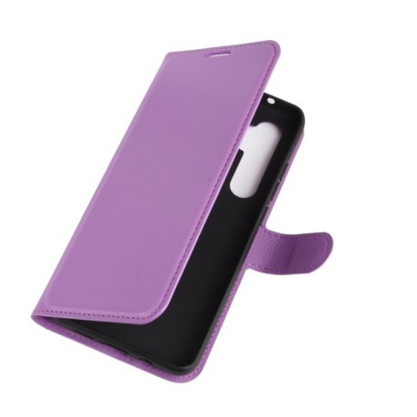 Чехол-книжка Litchi Texture на Xiaomi Mi Note 10 Lite - фиолетовый