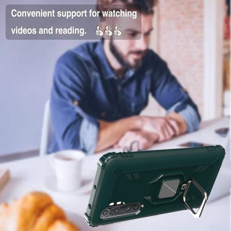 Противоударный чехол 360 Degree Rotating Ring Holder на Xiaomi Mi Note 10 Lite - зеленый