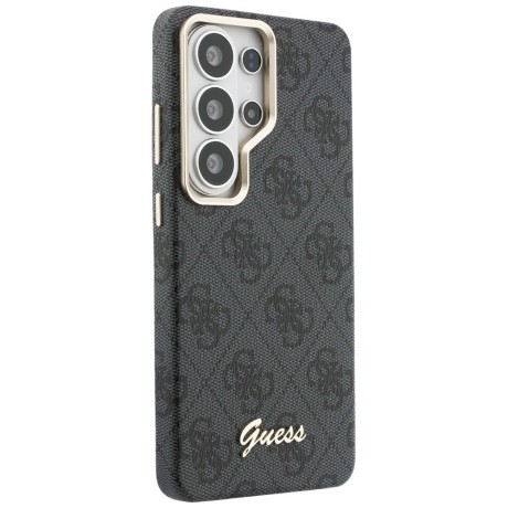 Оригинальный чехол Guess 4G Script с MagSafe для Samsung Galaxy S26 Ultra — чёрный