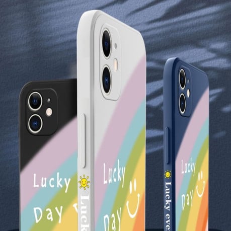Противоударный чехол Straight Rainbow with Hand Strap для iPhone 11 - голубой