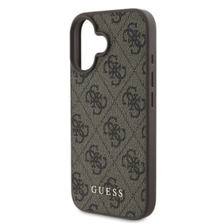 Оригинальный чехол Guess Metal Gold Logo для iPhone 16 - Brown