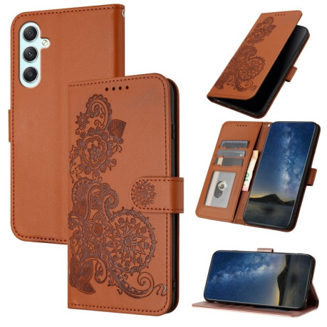 Чехол-книжка Totem Embossed Magnetic Leather на Samsung Galaxy A35 - коричневый