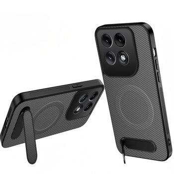 Магнитный чехол Wanlonfeng с подставкой и карбоновой текстурой на Motorola Edge 70 Pro 5G — серый