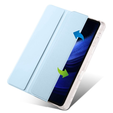 Чехол-книжка 3-fold Clear TPU Smart Leather Tablet Case with Pen Slot для iPad Pro 11 2024 - голубой