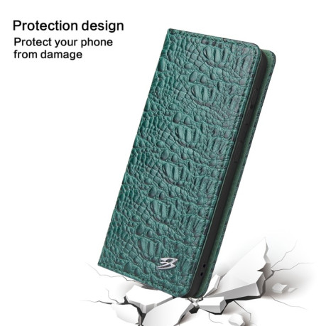 Шкіряний чохол-книжка Fierre Shann Crocodile Texture для Samsung Galaxy S21 - чорний