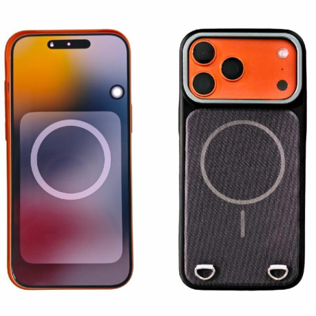 Тканевой чехол Skin Feel PC + Technology Cloth Magnetic с софт-тач покрытием для iPhone 17 Pro Max — оранжевый/розовый