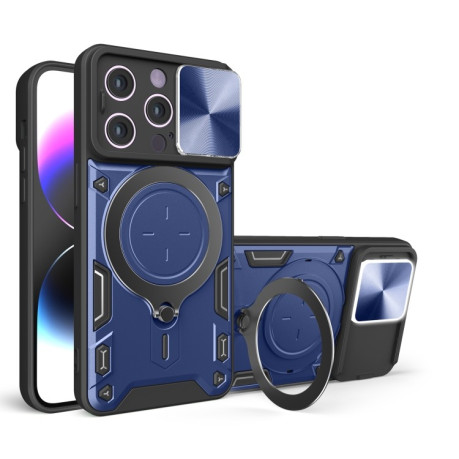 Противоударный чехол CD Texture Sliding Camshield Magnetic Holder на iPhone 15 Pro Max -синий