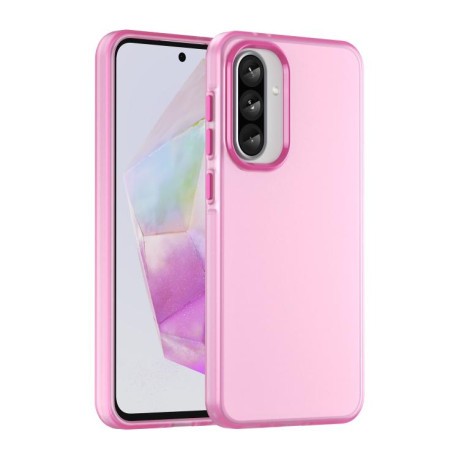 Противоударный чехол Frosted Translucent TPU Hybrid PC для Samsung Galaxy A56 5G - розовый