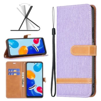Чехол-книжка Color Matching Denim Texture для Xiaomi Redmi Note 12S 4G / Note 11 - фиолетовый