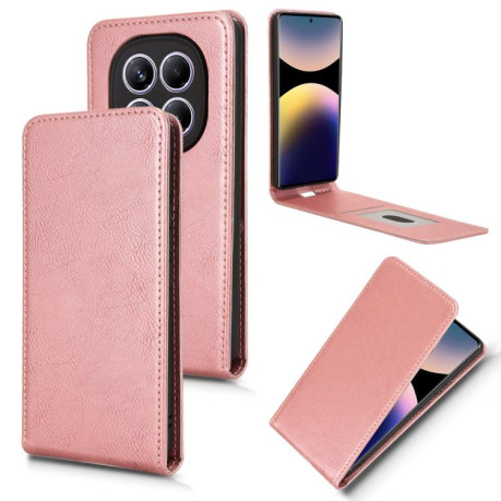 Флип-чехол Magnetic Vertical Flip Leather для Xiaomi Redmi Note 14 Pro 4G - розовое золото