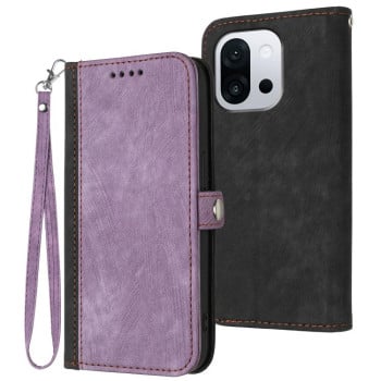 Чехол-книжка Side Buckle Double Fold Hand Strap Leather для OnePlus 13T - фиолетовый